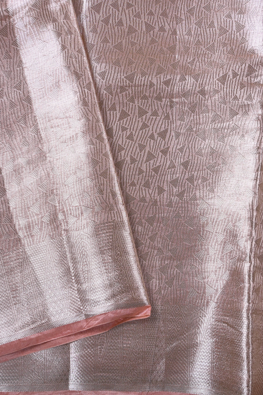 Baby Peach Pure Banarasi Molten Tissue Silk Saree