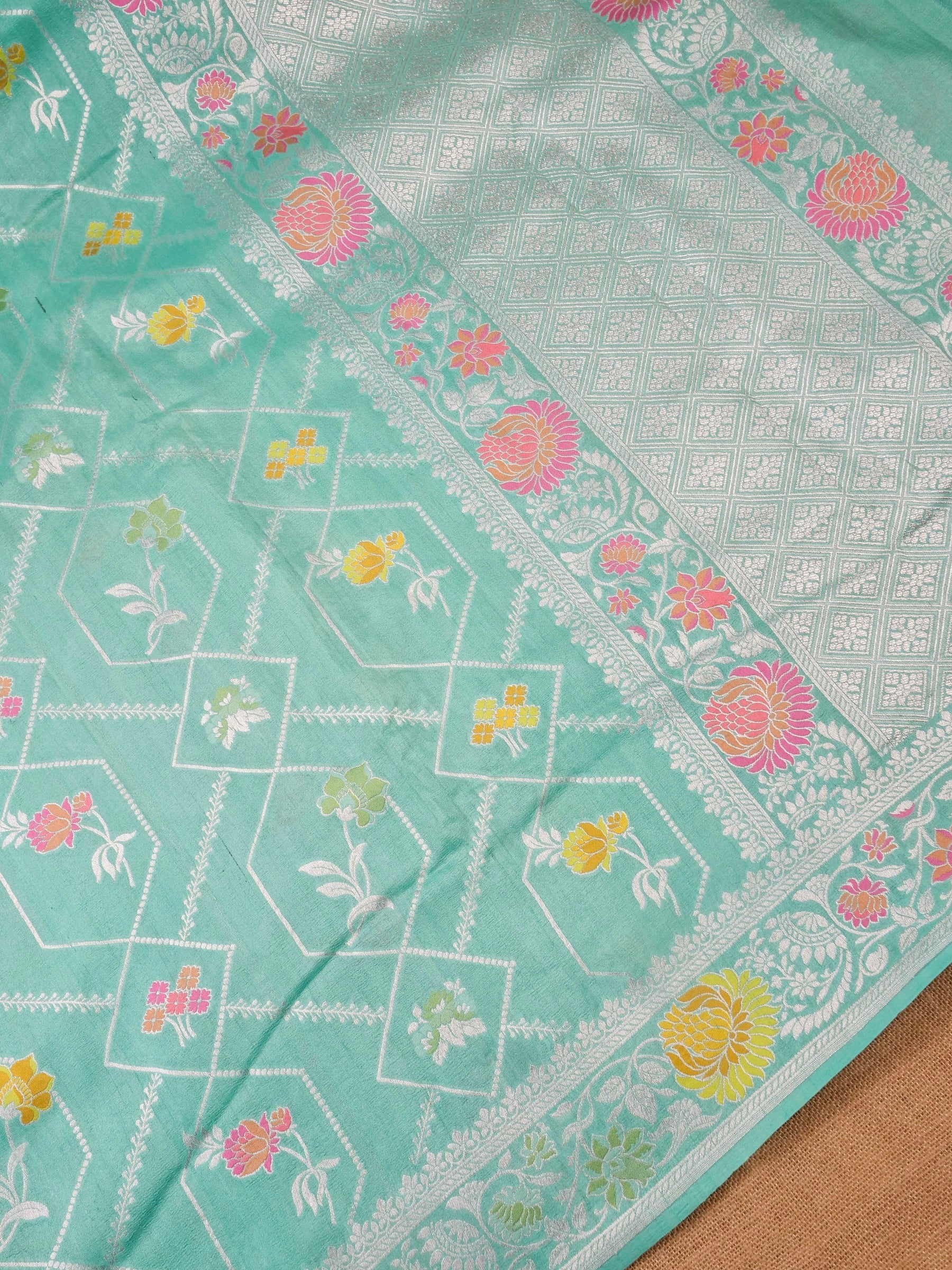 Handwoven Sea Green Banarasi Tusaar Silk Saree