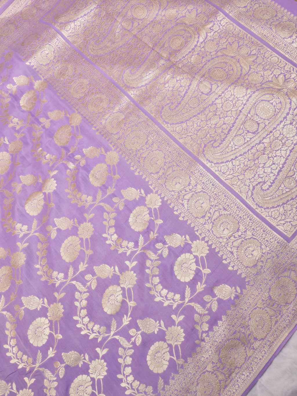 Handwoven Lavender Banarasi Monga Silk Saree