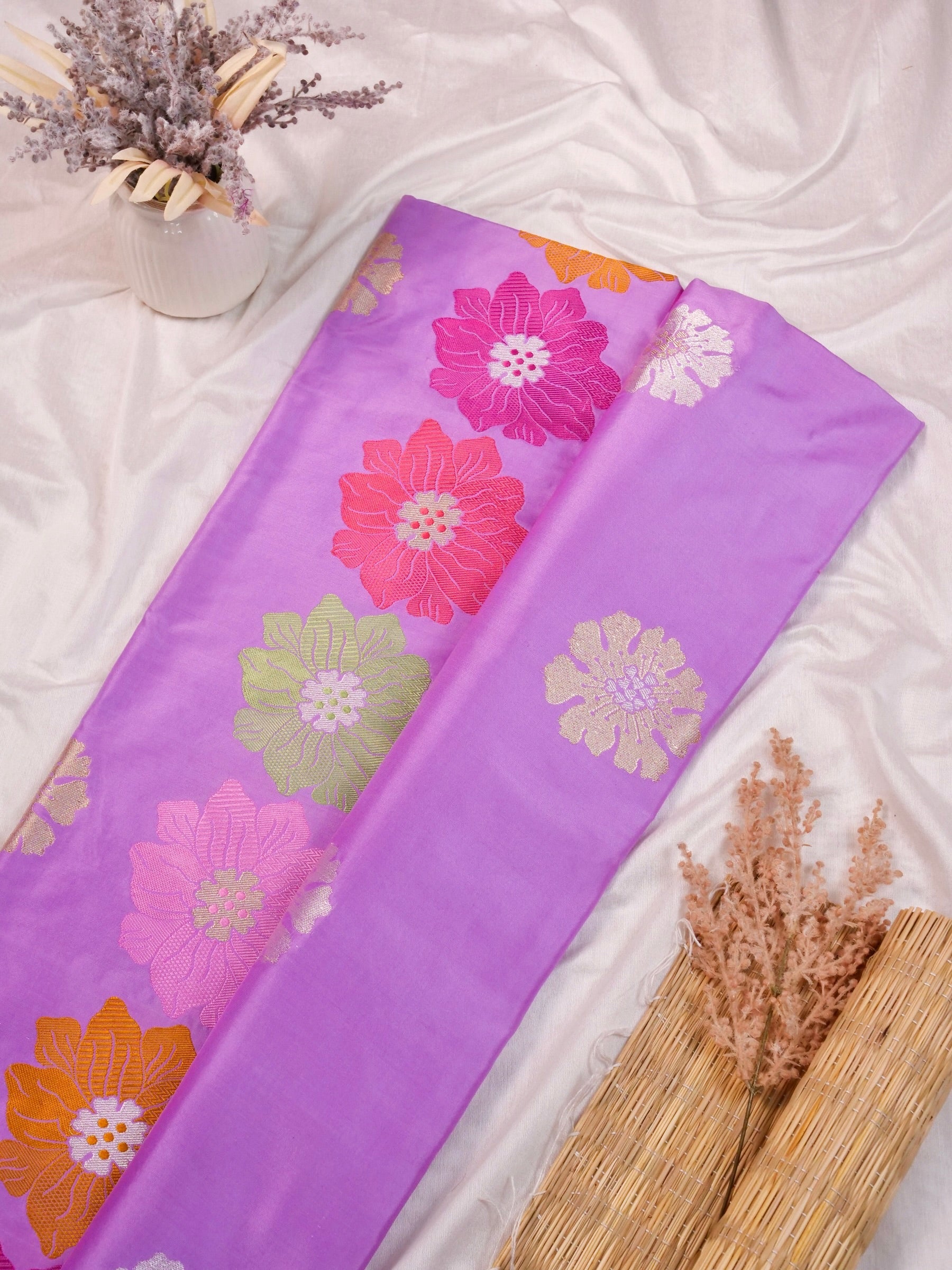 Handwoven Lavender Banarasi Katan Silk Saree