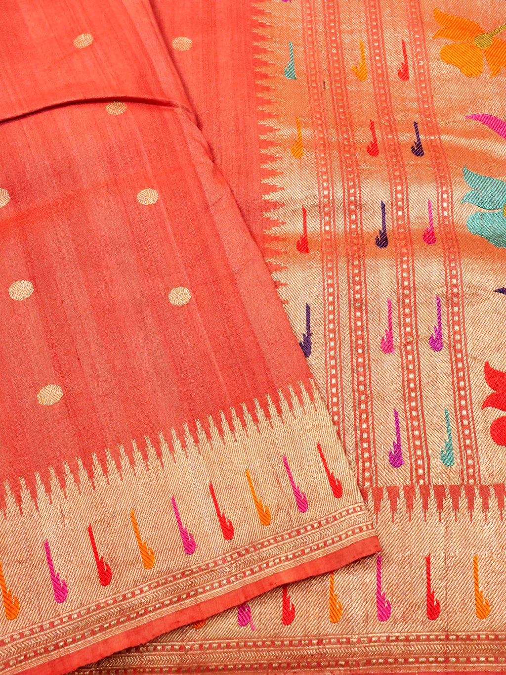 Handwoven Red Banarasi Tussar Silk Saree