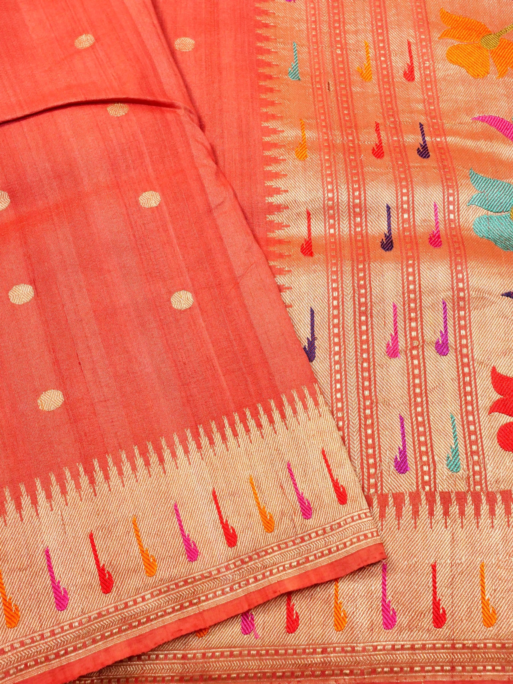 Handwoven Red Banarasi Tussar Silk Saree