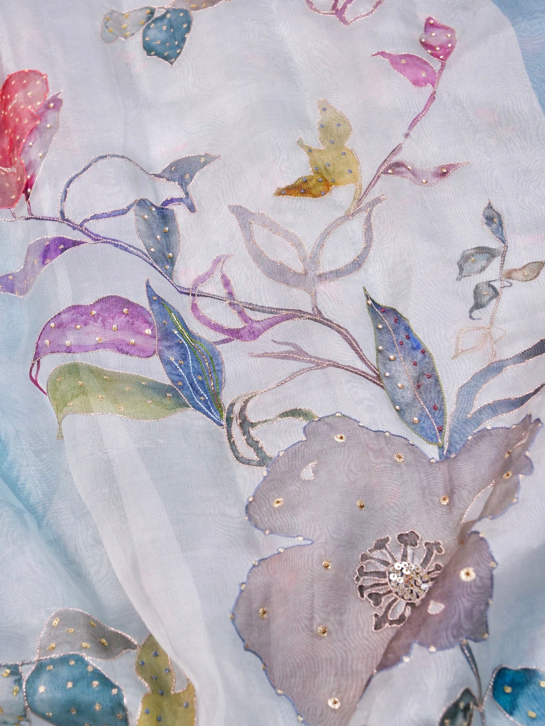 Handwoven Sky Blue Banarasi Organza Silk Saree