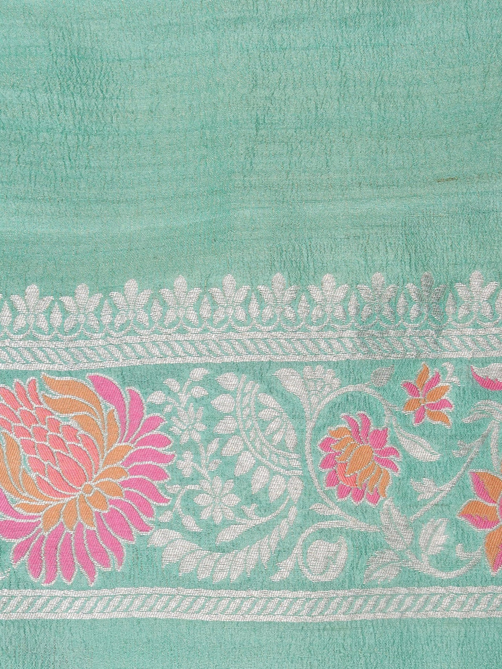 Handwoven Sea Green Banarasi Tusaar Silk Saree