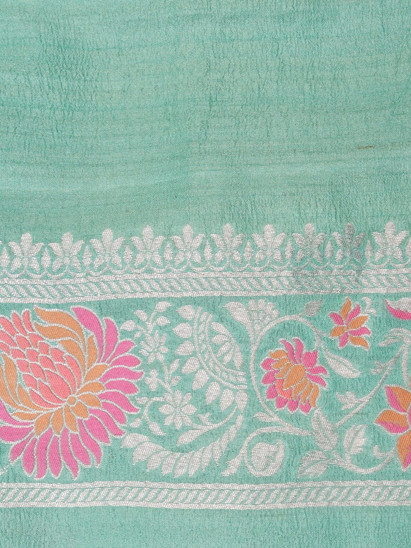Handwoven Sea Green Banarasi Tusaar Silk Saree