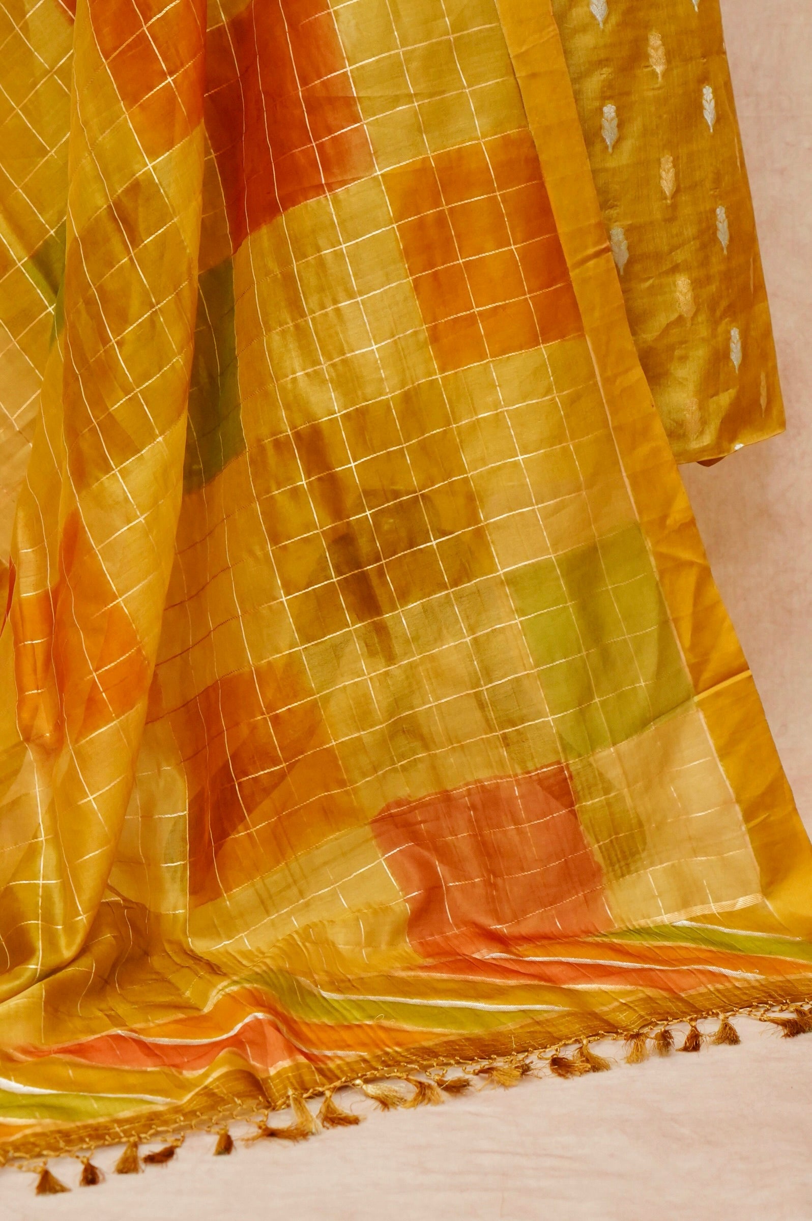 Handwoven Yellow Banarasi Tussar Silk Suit