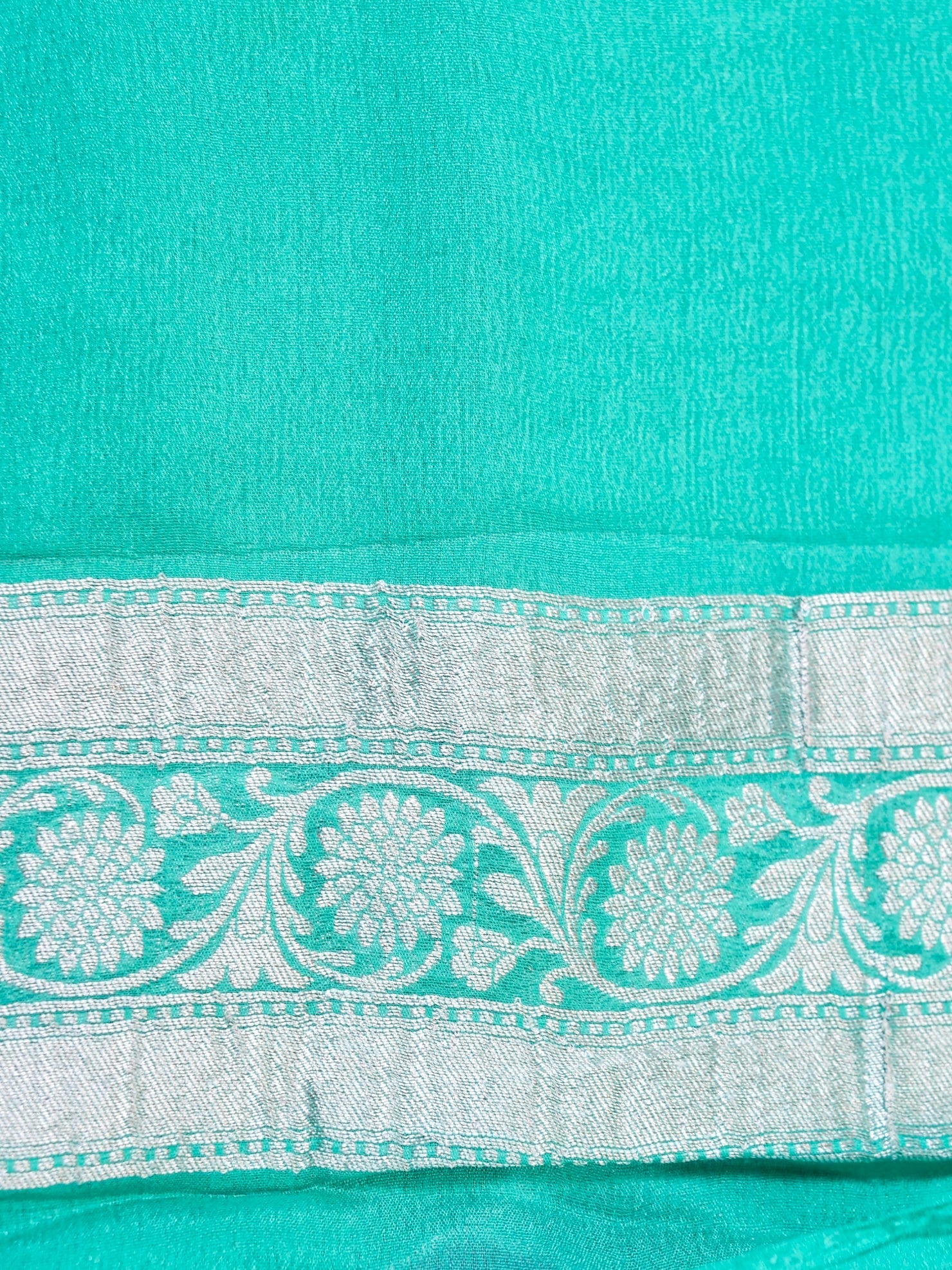 Handwoven Aqua Blue Banarasi Khaddi Silk Saree