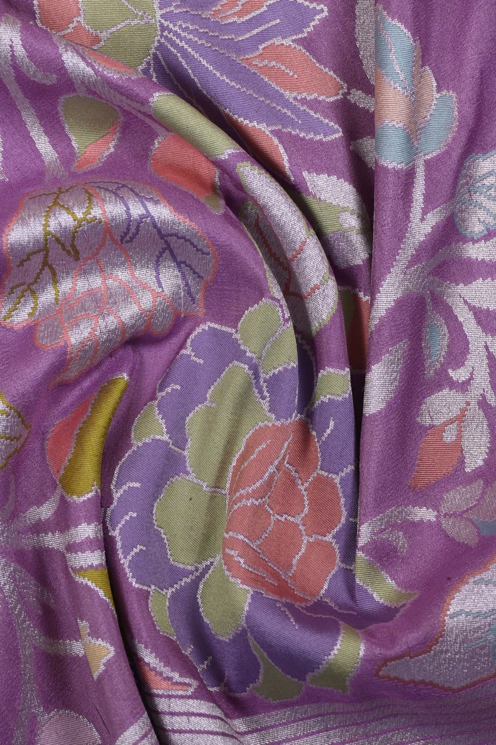 Lilac Pure Banarasi Tussar Georgette Saree