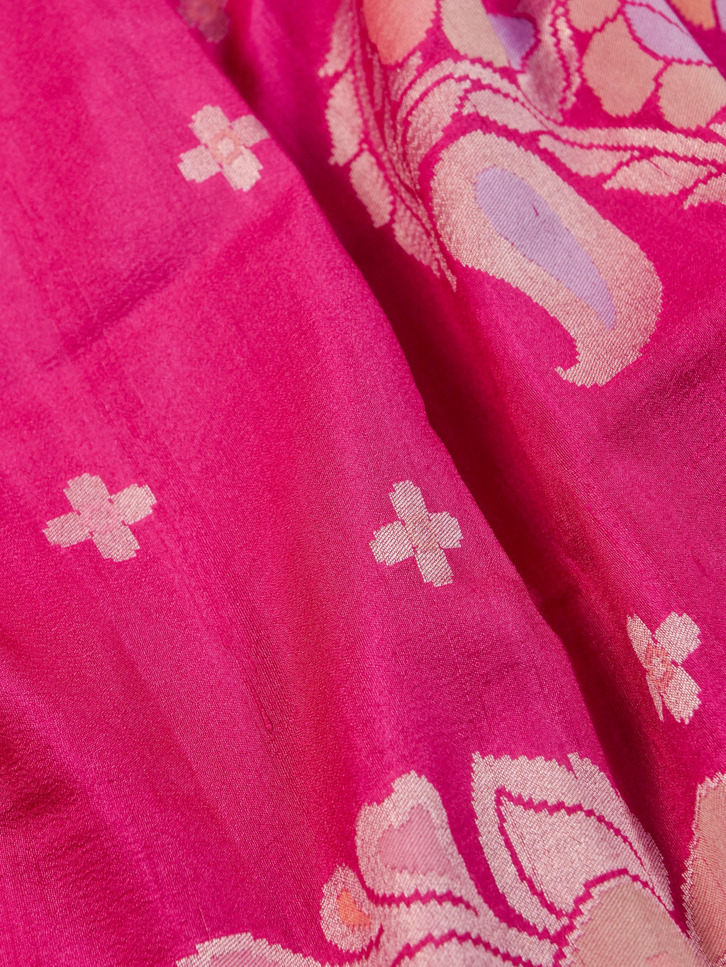 Handwoven Pink Banarasi Desi Tusser Silk Saree