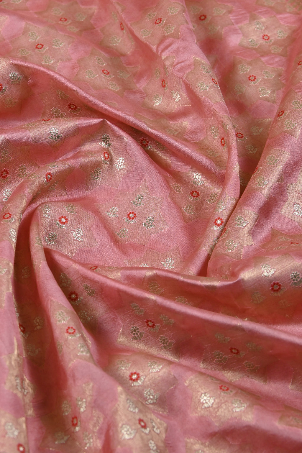 Peach Pure Banarasi Katan Silk Saree