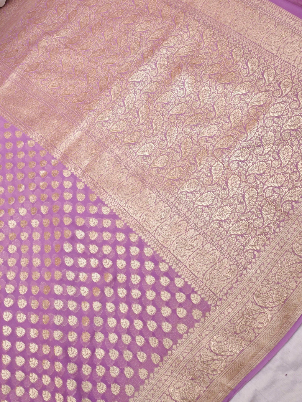 Handwoven Lavender Banarasi Khaddi Silk Saree