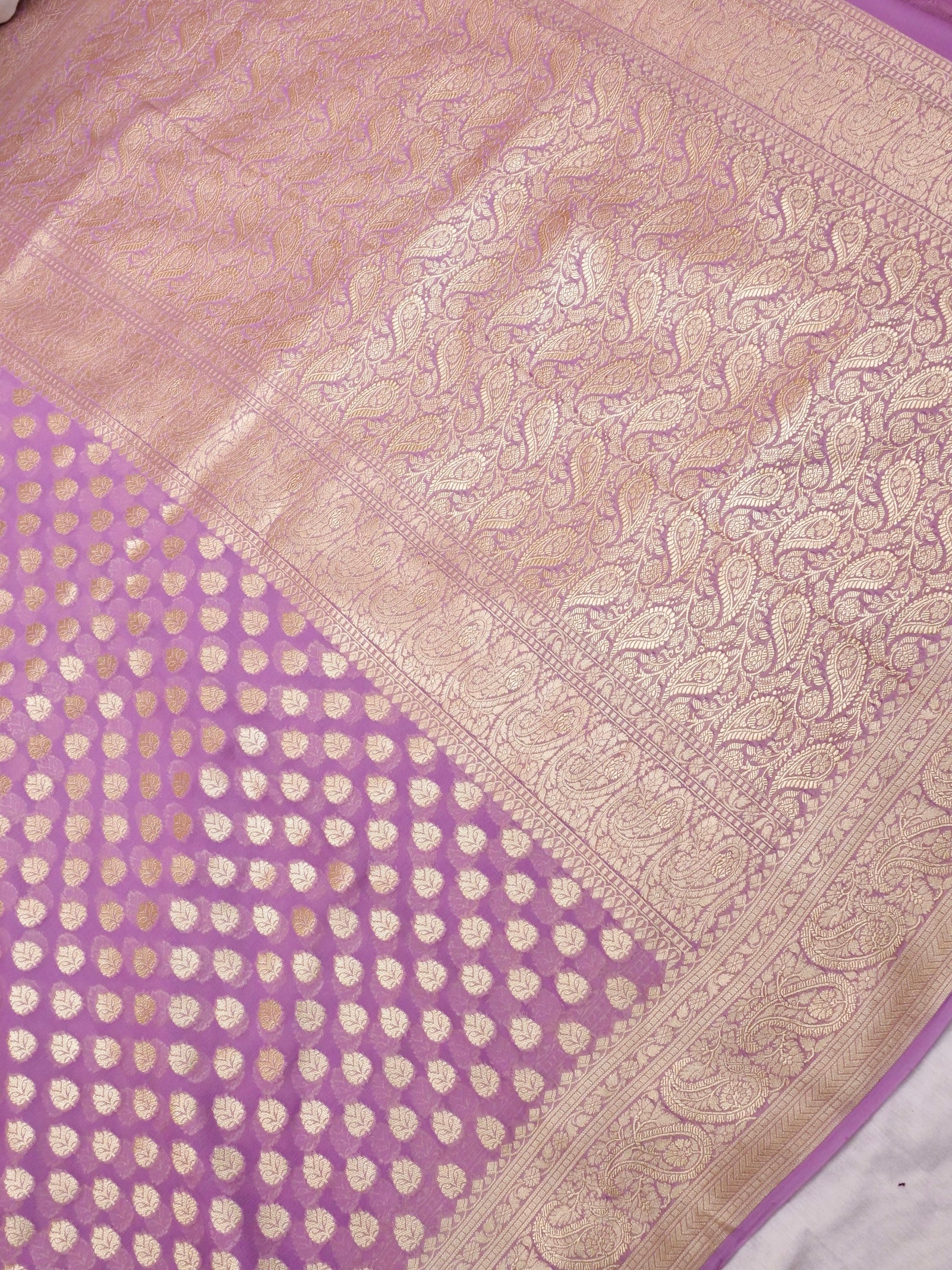 Handwoven Lavender Banarasi Khaddi Silk Saree