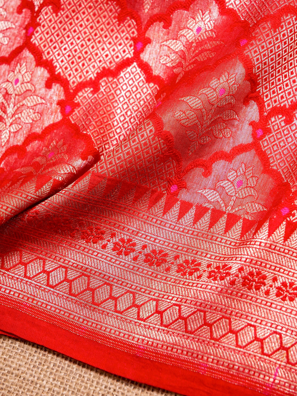 Handwoven Red Banarasi Katan Silk Saree