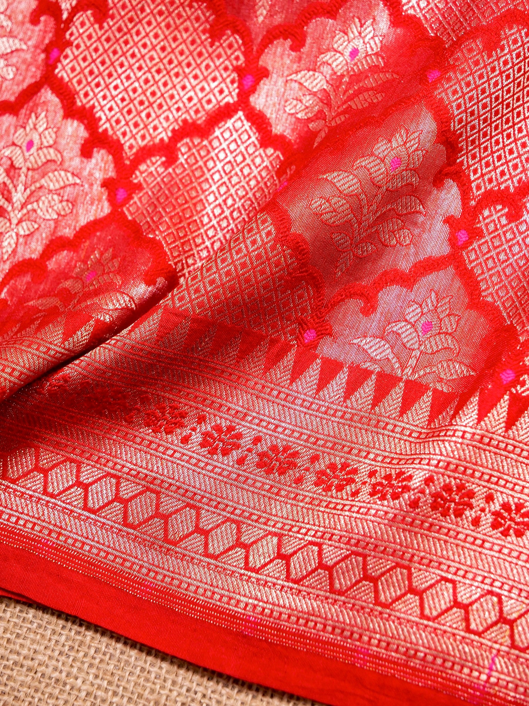Handwoven Red Banarasi Katan Silk Saree