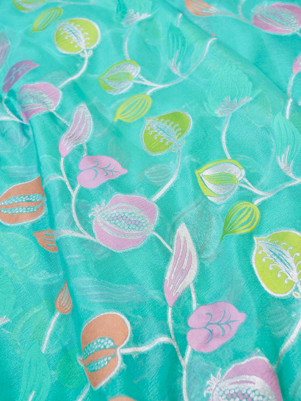 Handwoven Aqua Blue Banarasi Khaddi Silk Saree