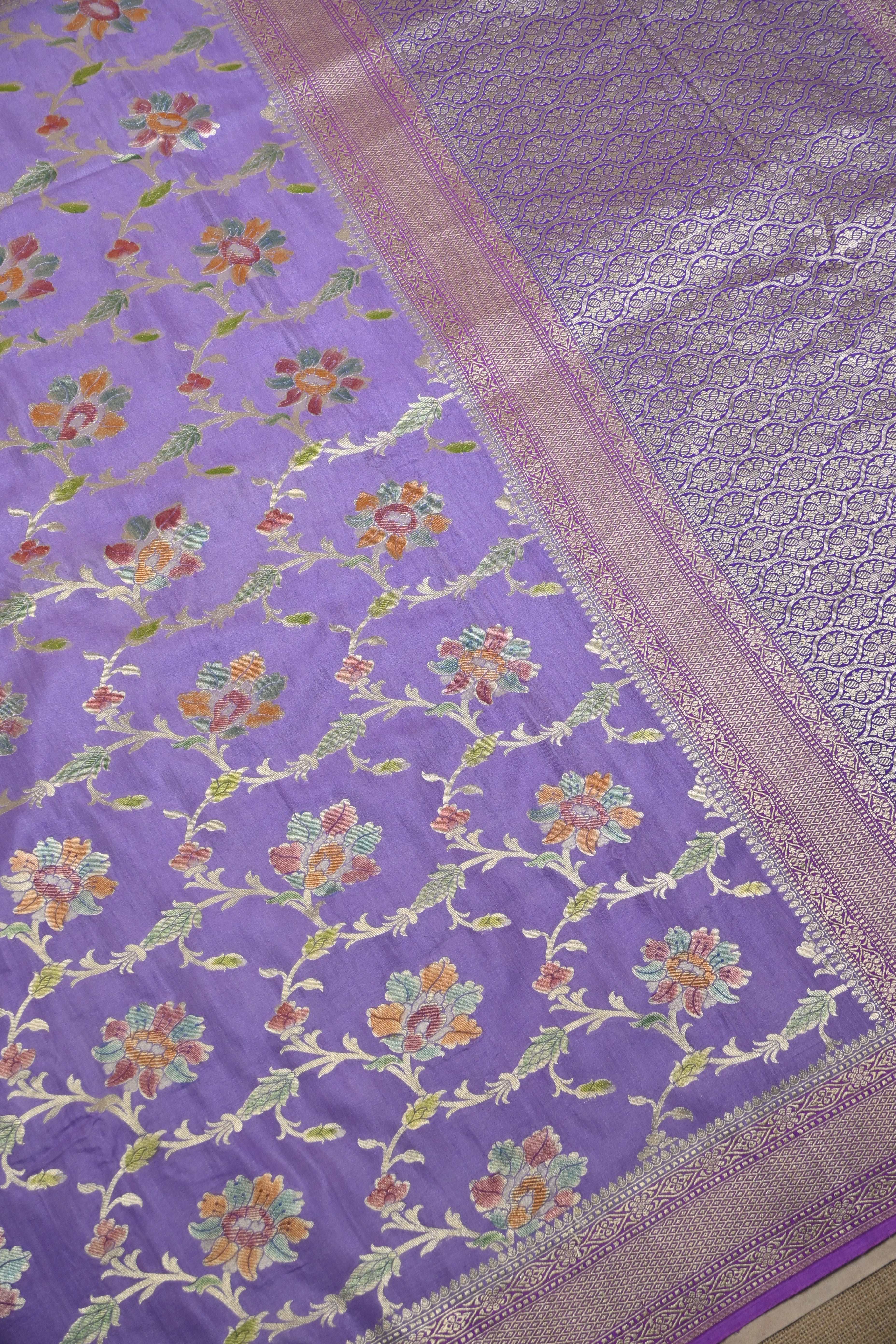 Purple Pure Moonga Silk Banarasi Saree