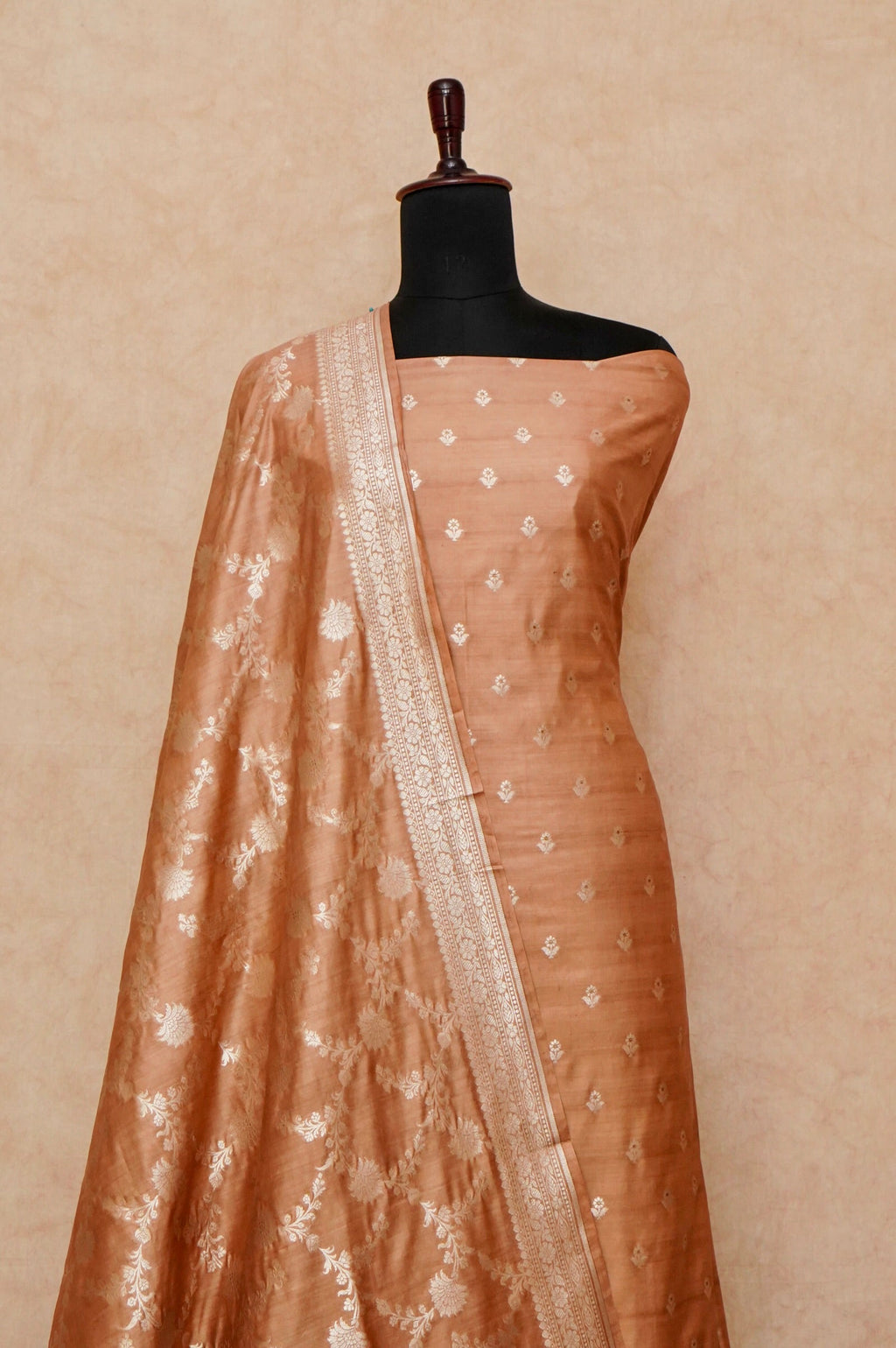 Handwoven Copper Brown Banarasi Chiniya Silk Suit