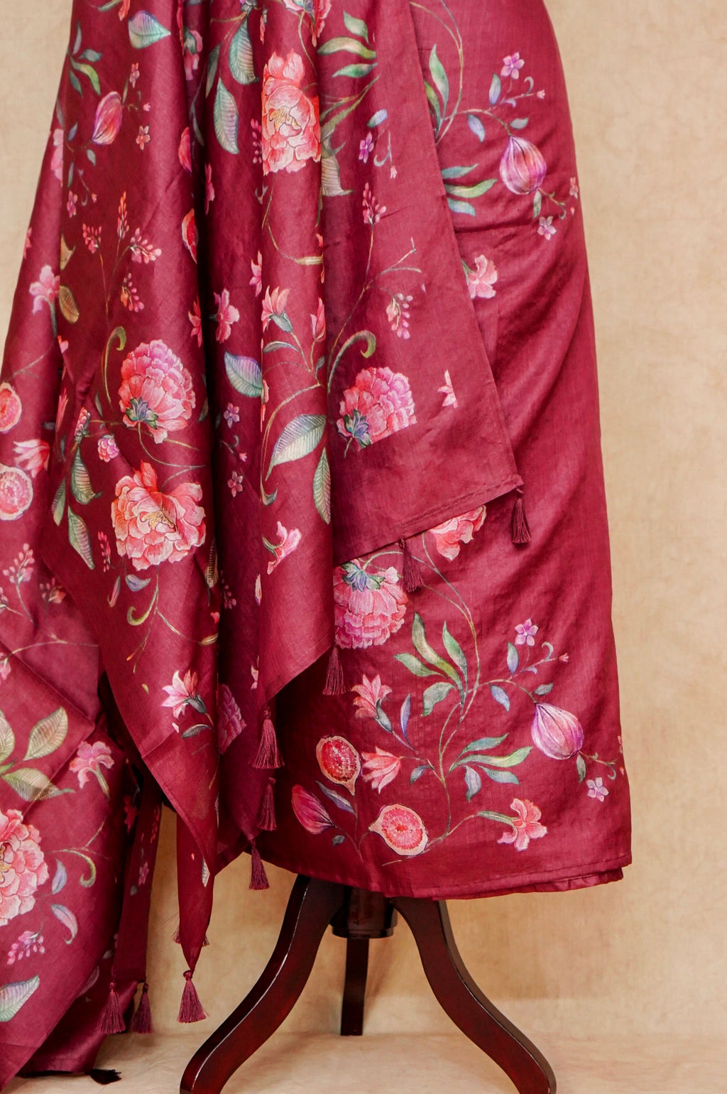 Handwoven Maroon Banarasi Tussar Silk Suit