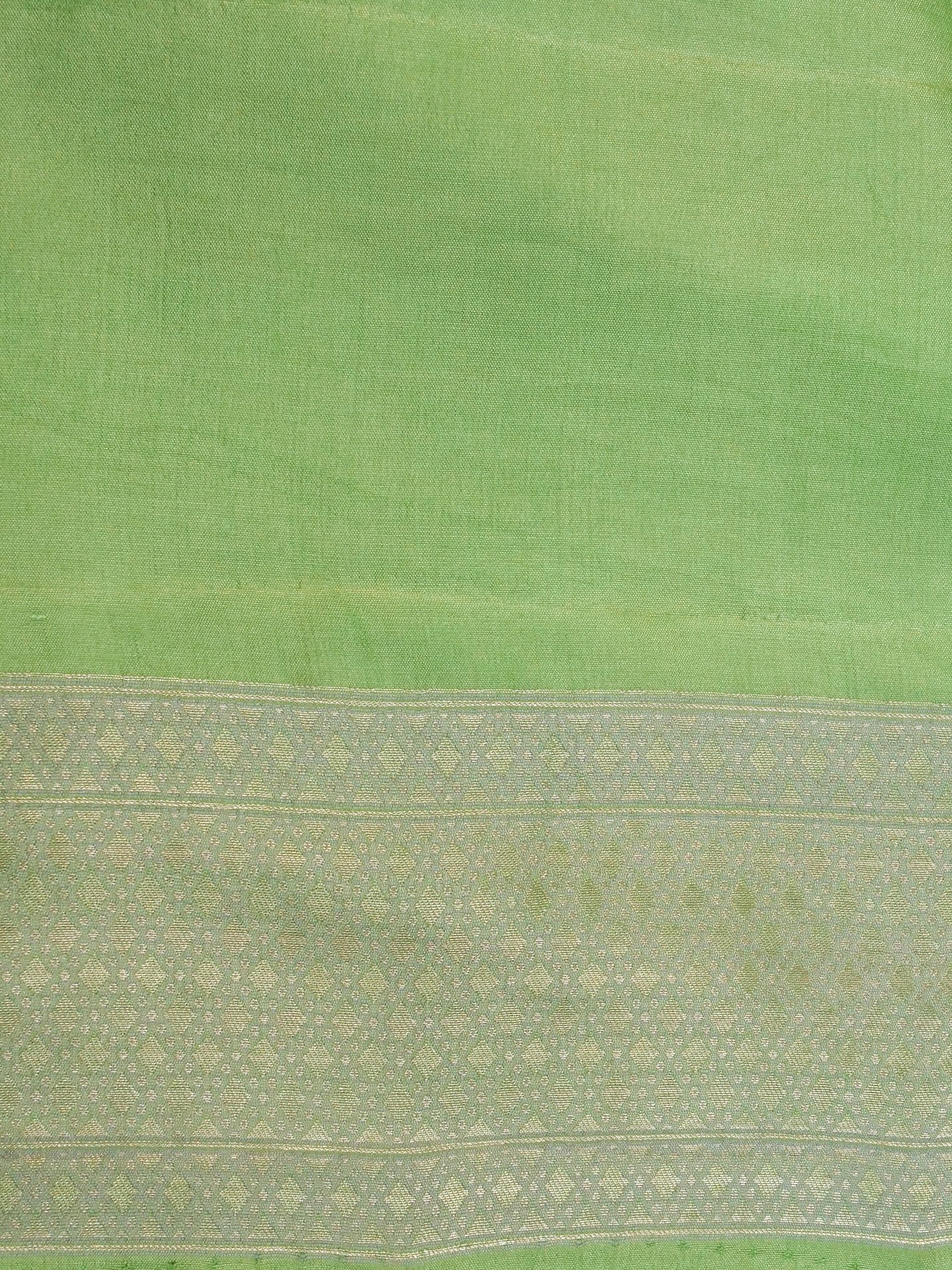 Handwoven Pastel Green Banarasi Katan Soft Tissue Silk Saree
