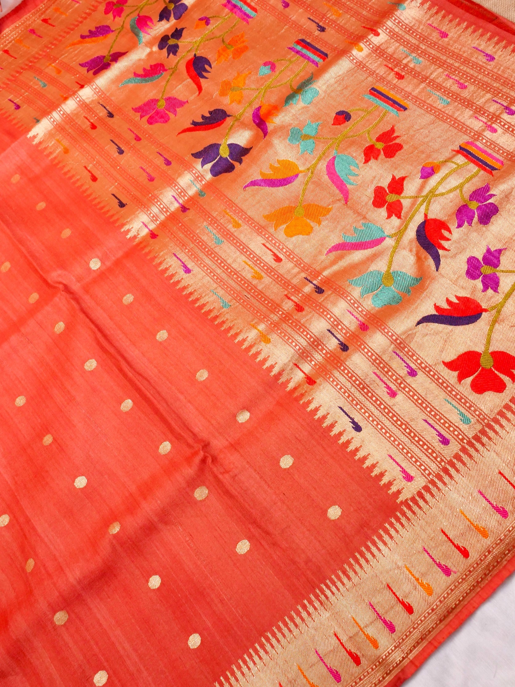 Handwoven Red Banarasi Tussar Silk Saree