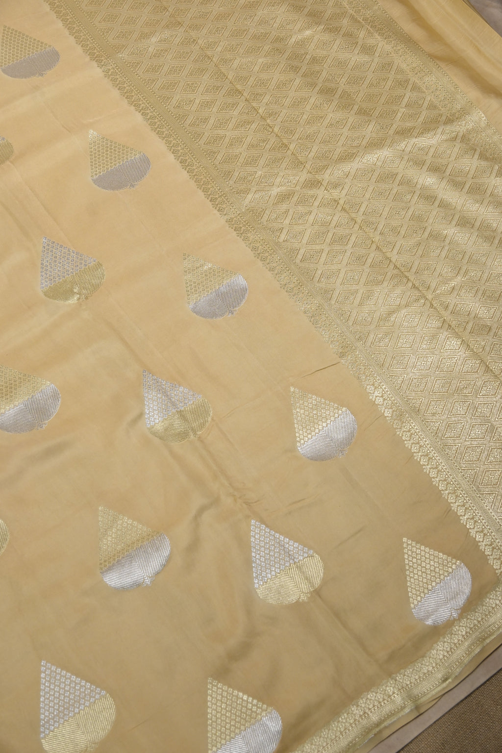 Baby Mustard Pure Banarasi Satin Mashru Silk Saree