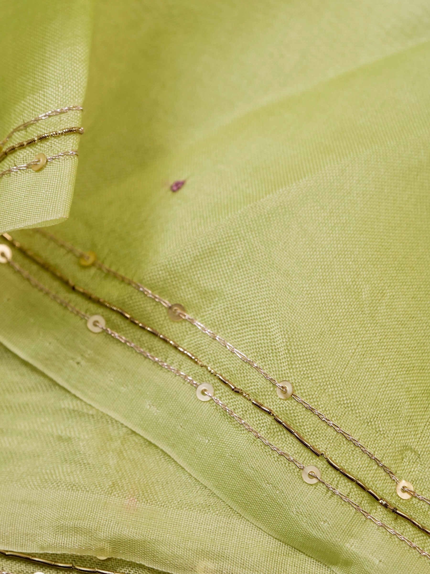 Handwoven Lime Green Banarasi Organza Silk Saree