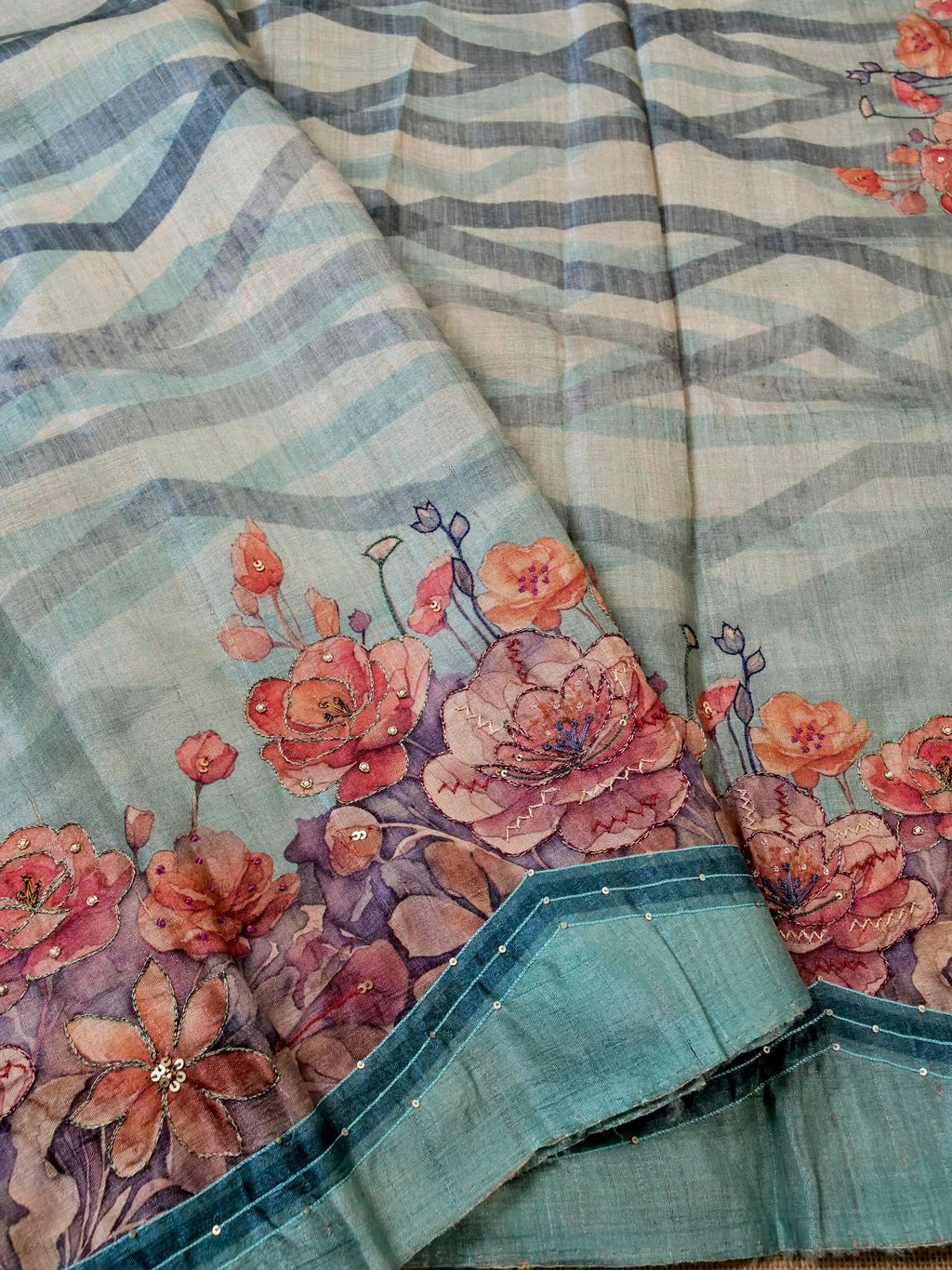 Handwoven Sea Green Banarasi Organza Silk Saree