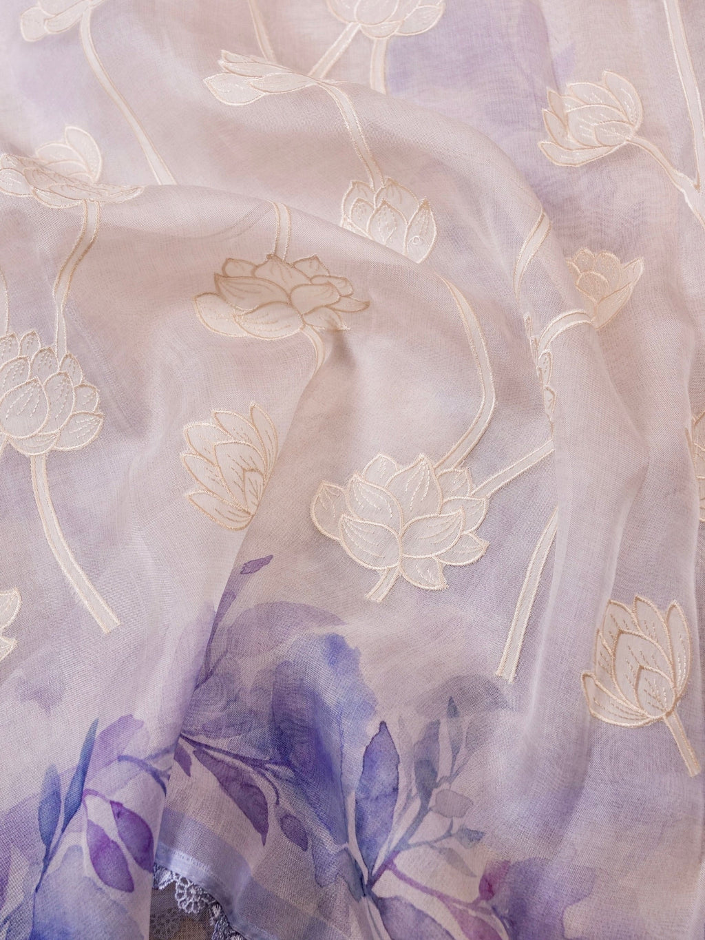 Handwoven White Banarasi Organza Silk Saree