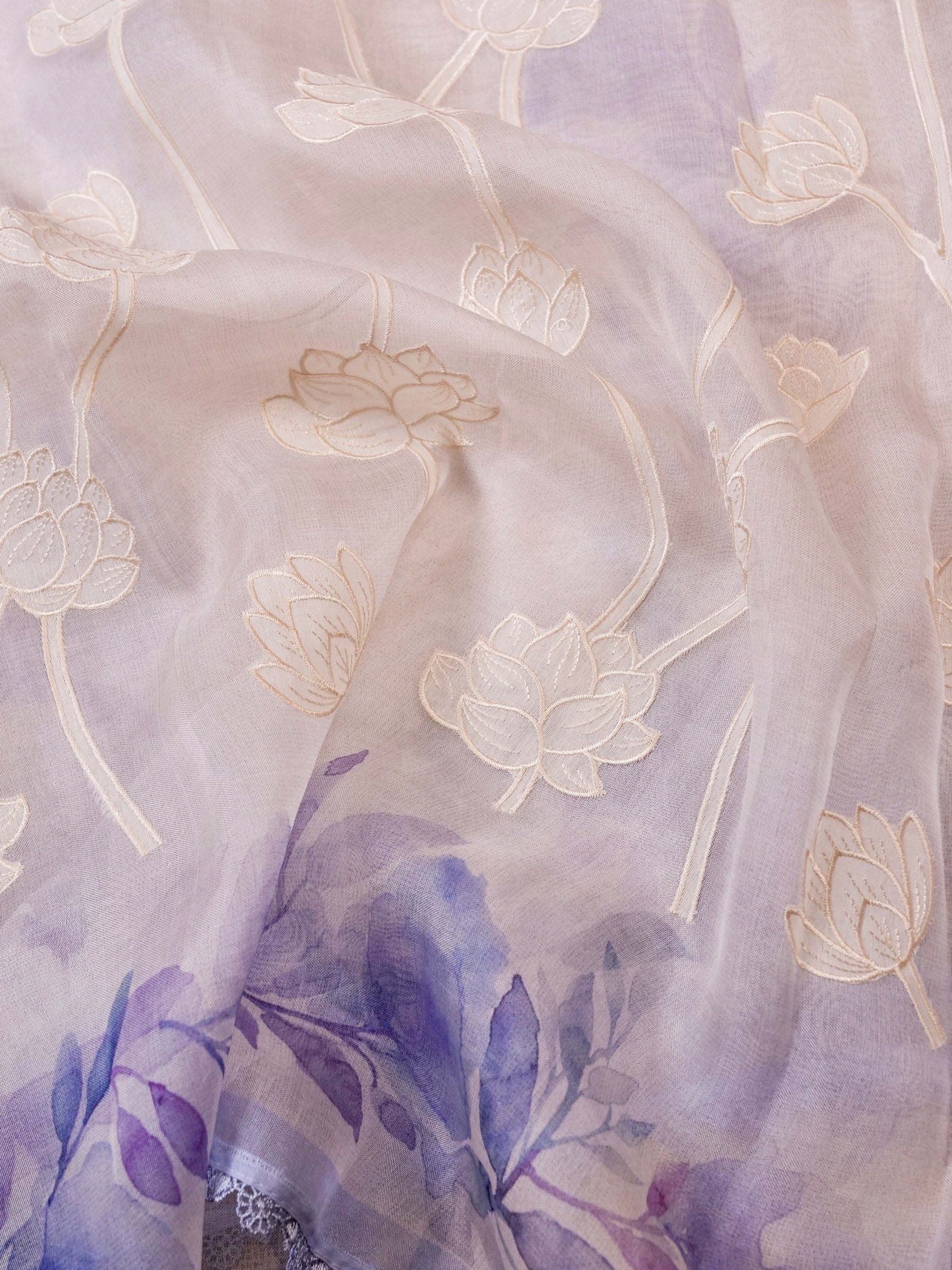 Handwoven White Banarasi Organza Silk Saree