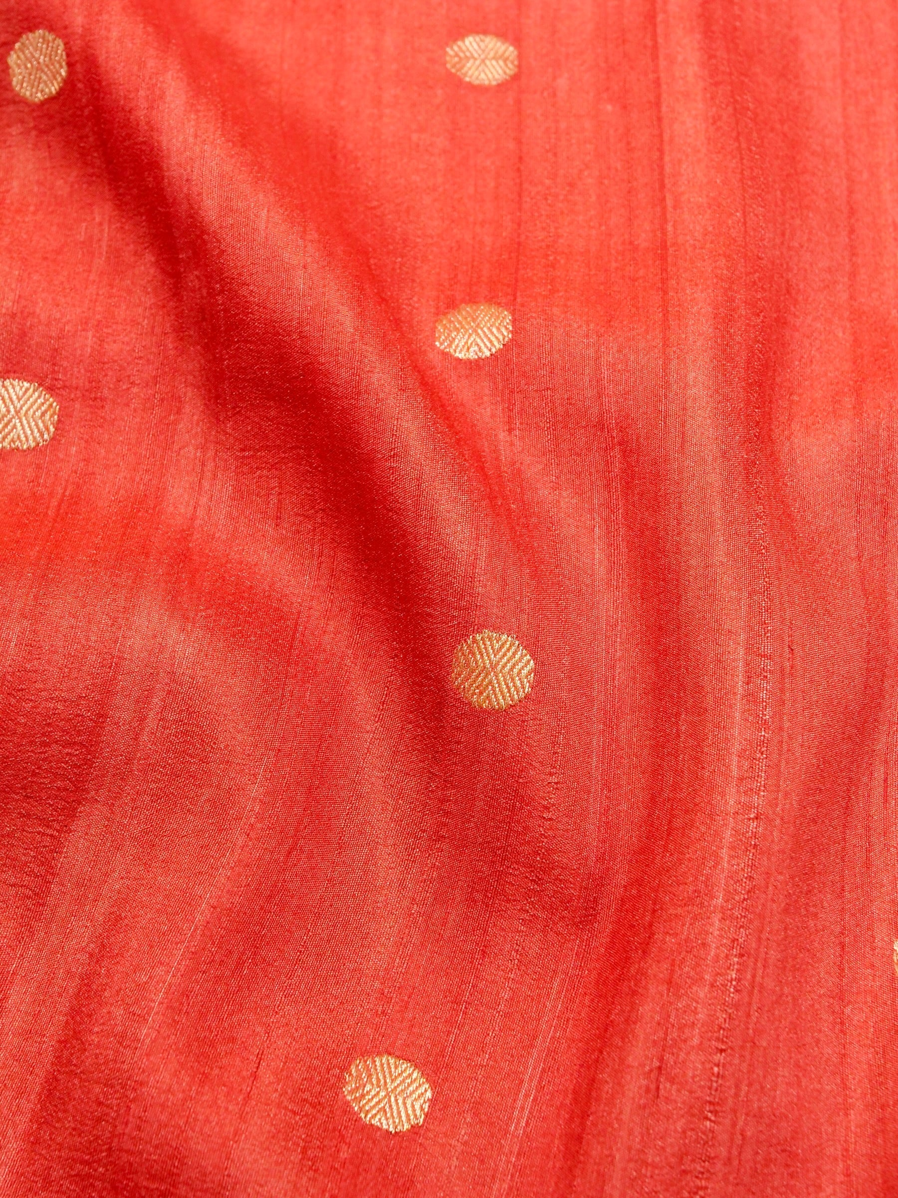 Handwoven Red Banarasi Tussar Silk Saree