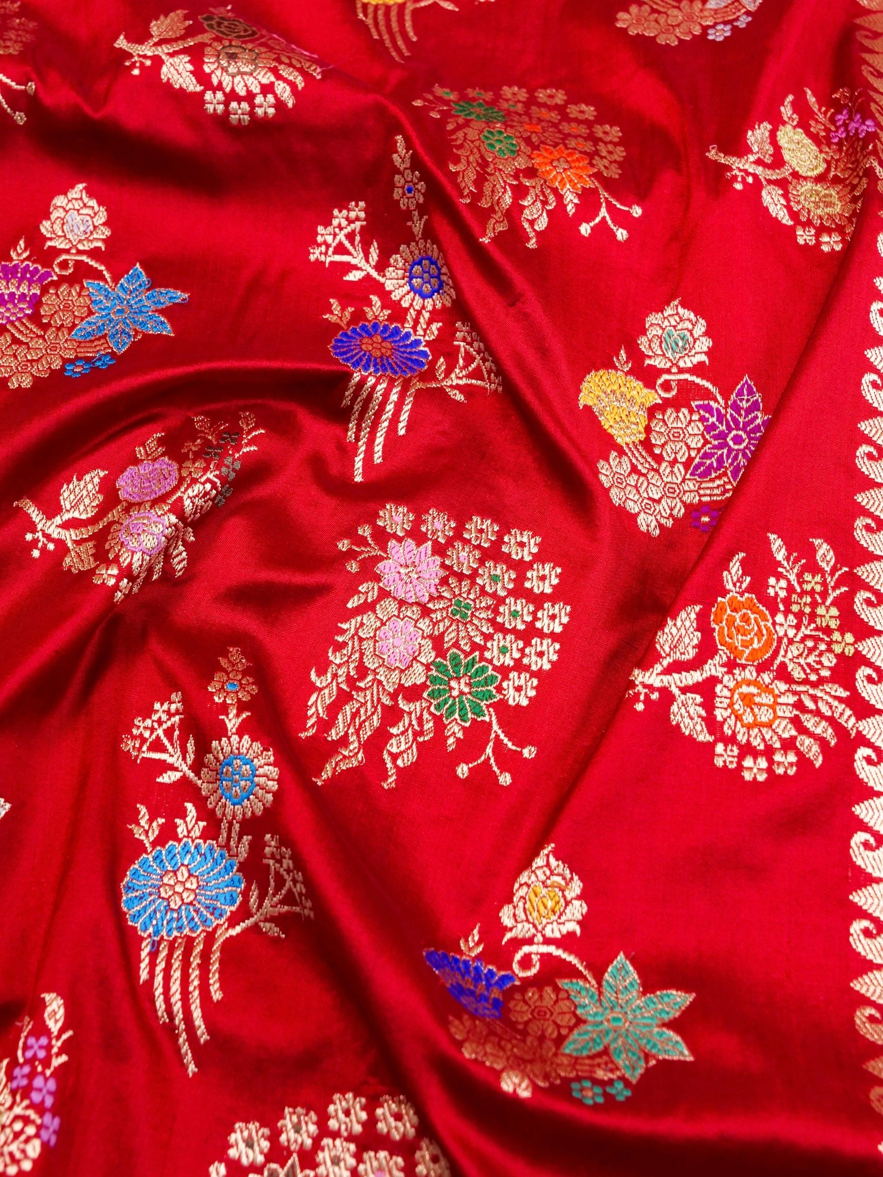 Handwoven Red Banarasi Katan Silk Saree