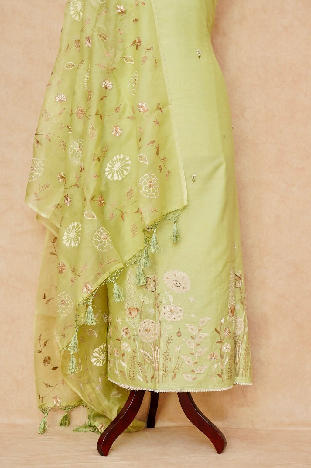 Handwoven Lime Green Pure Cotton Suit