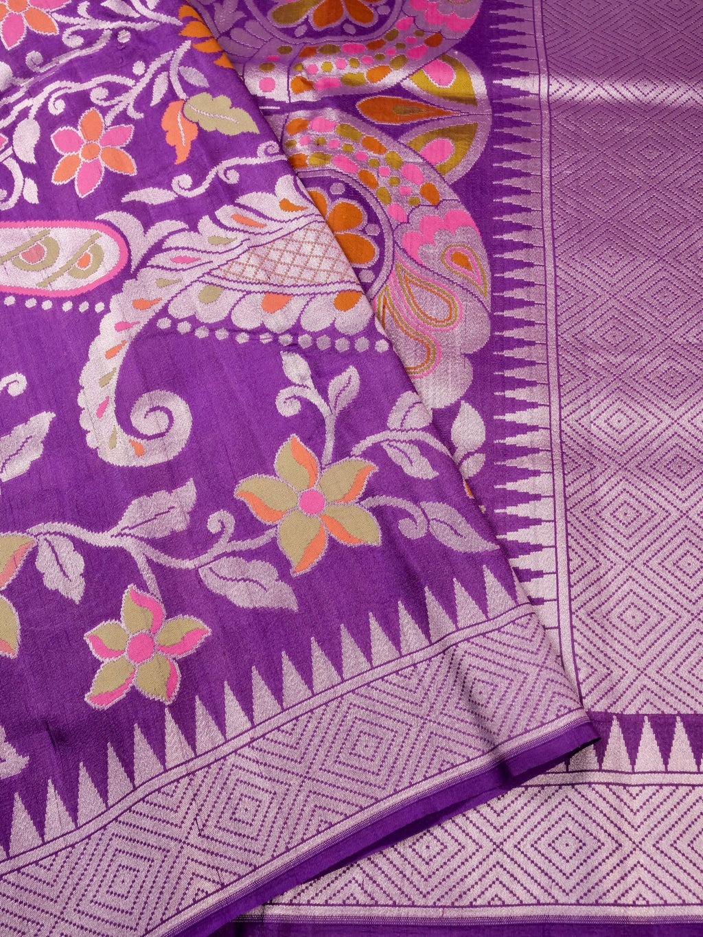 Handwoven Purple Banarasi Tusaar Silk Saree