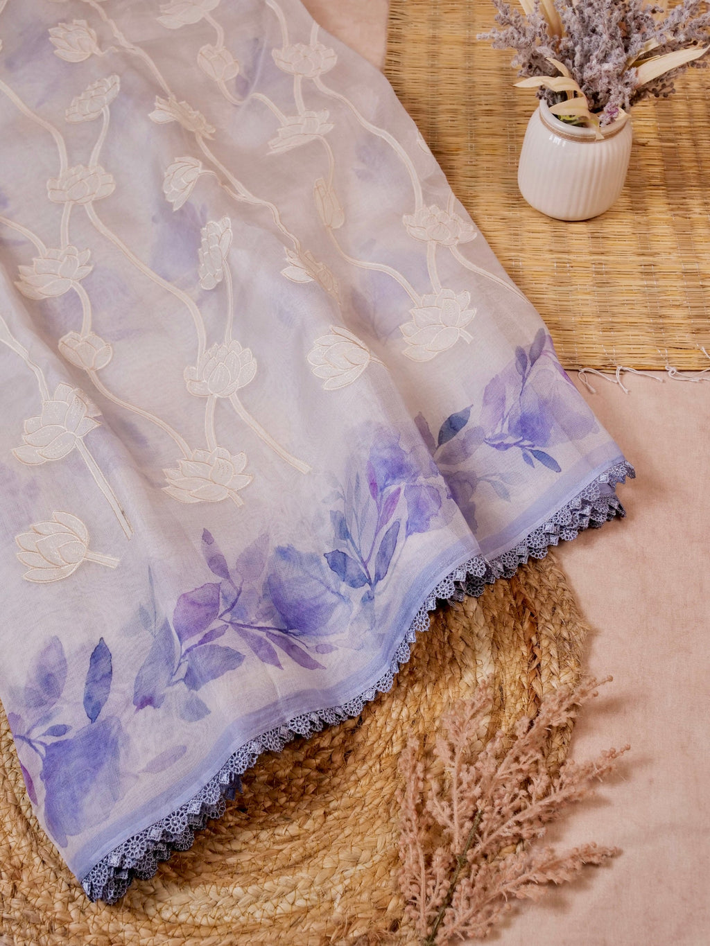 Handwoven White Banarasi Organza Silk Saree