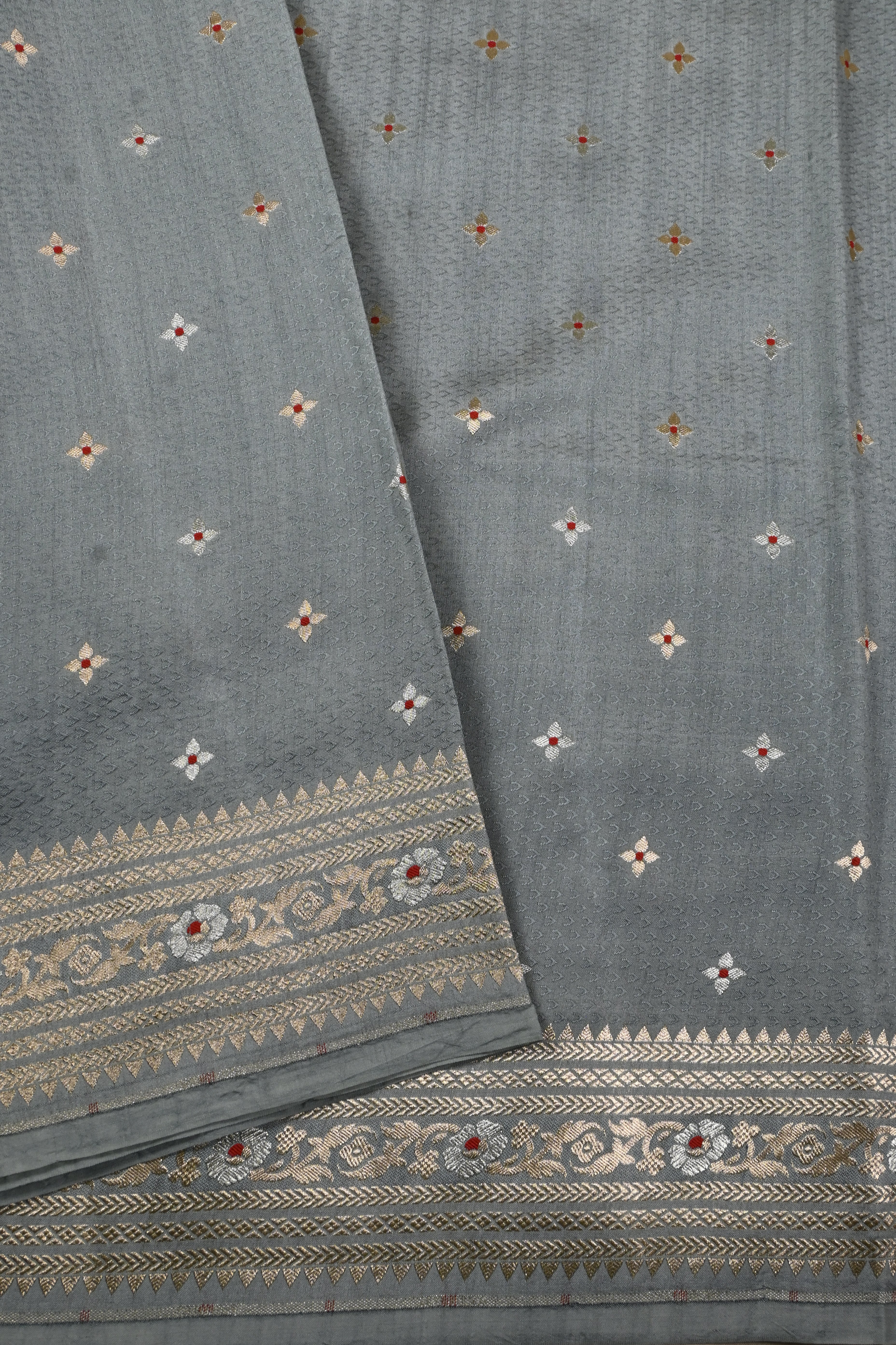 Grey Pure Banarasi Katan Silk Saree