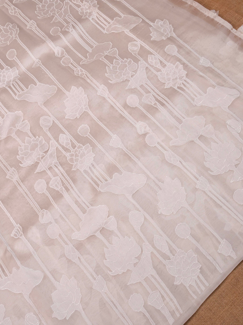 Handwoven White Banarasi Organza Silk Saree