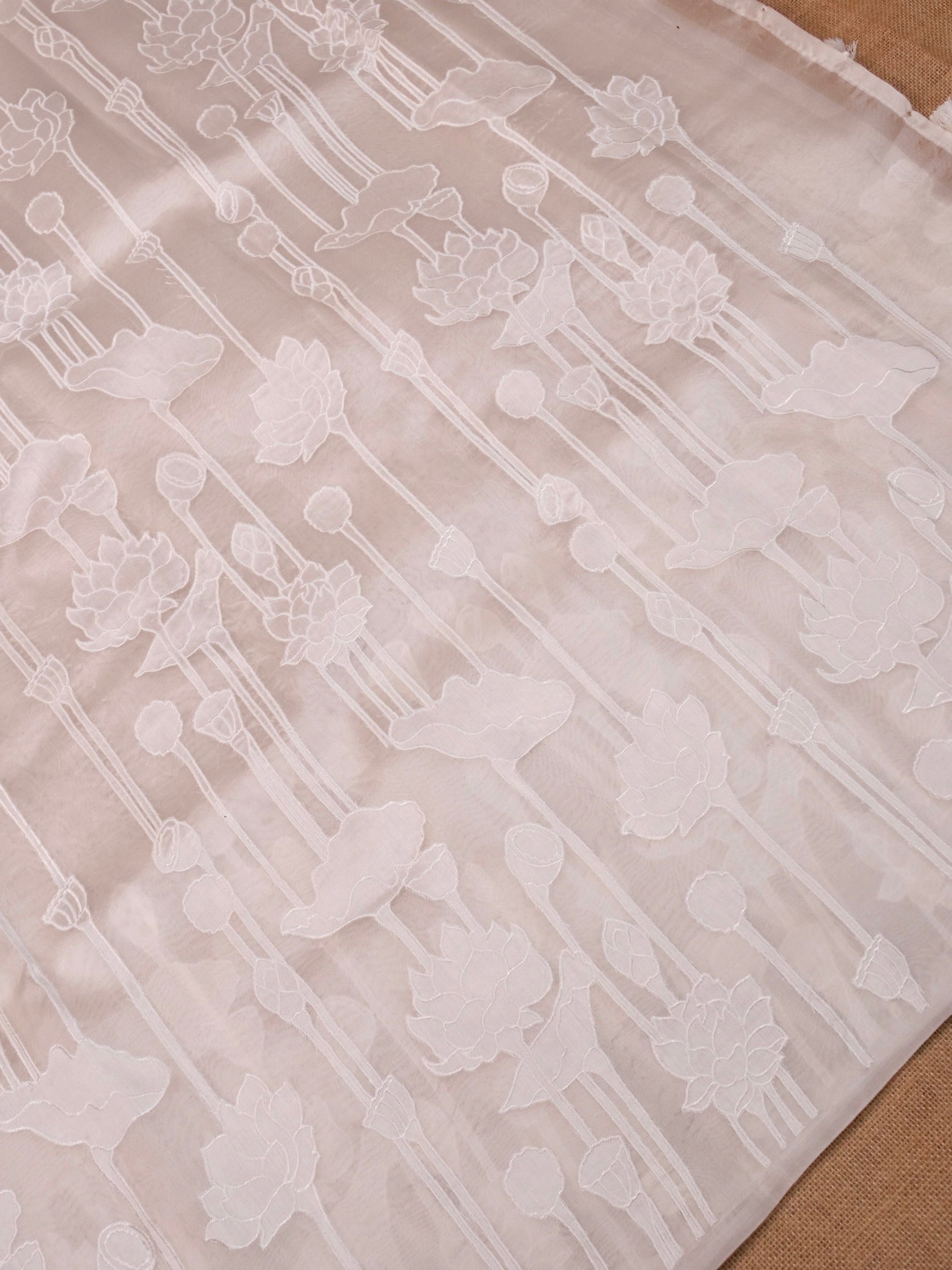 Handwoven White Banarasi Organza Silk Saree