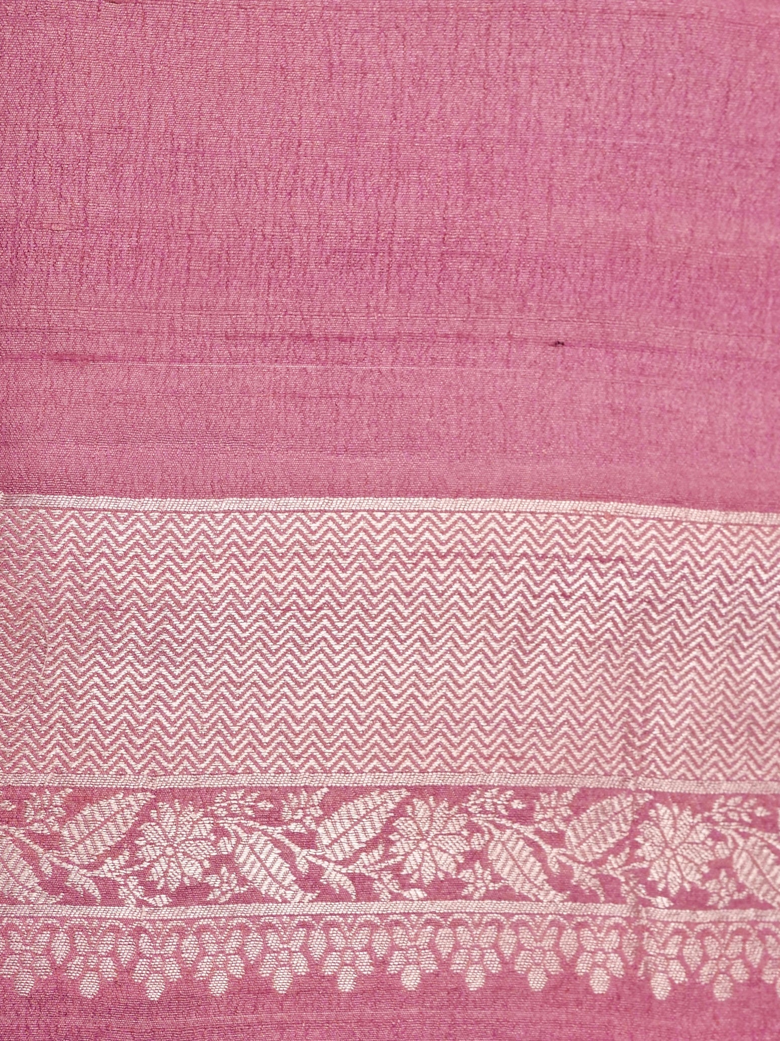 Handwoven Onion Pink Banarasi Desi Tussar Silk Saree