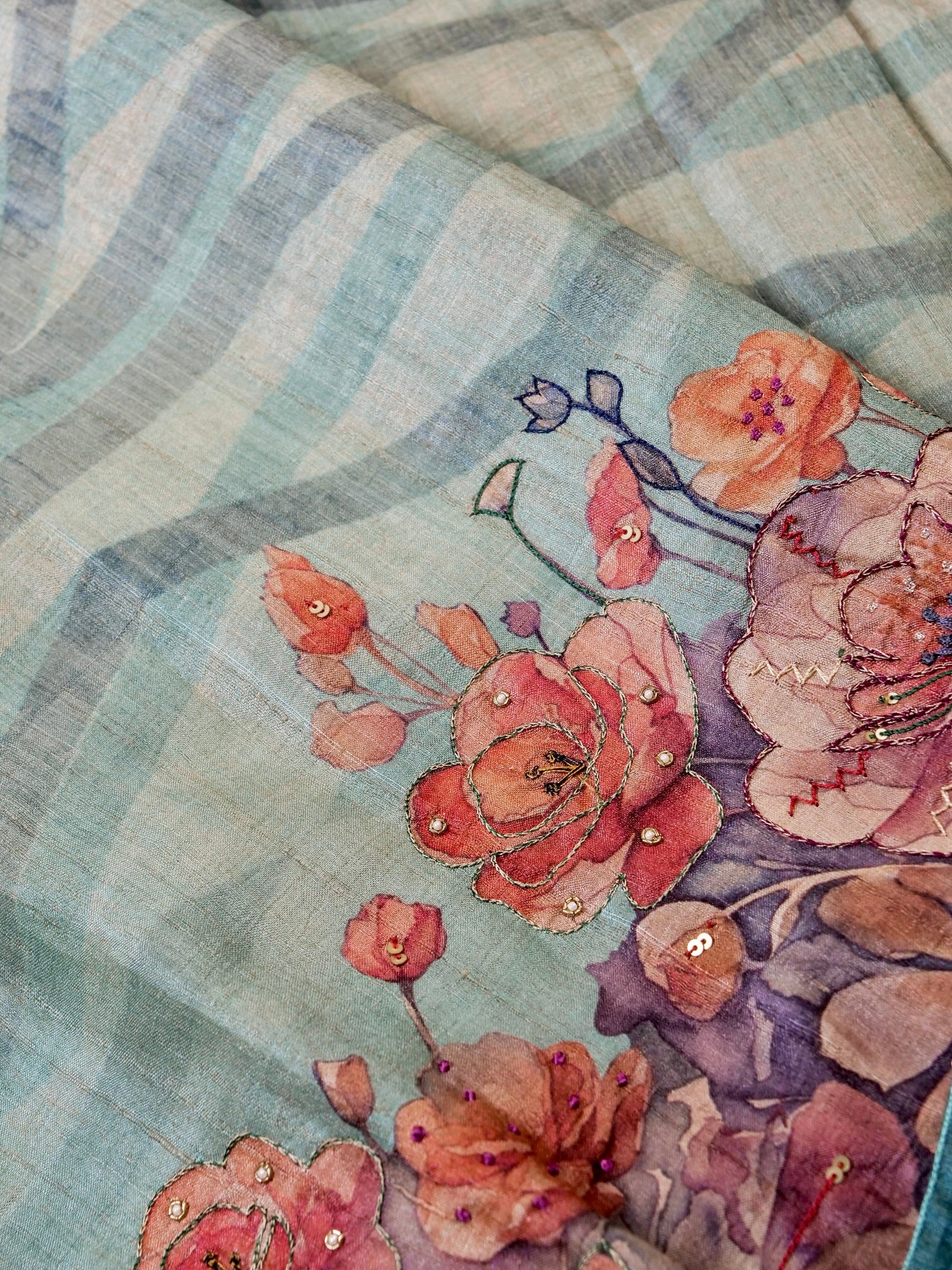 Handwoven Sea Green Banarasi Organza Silk Saree