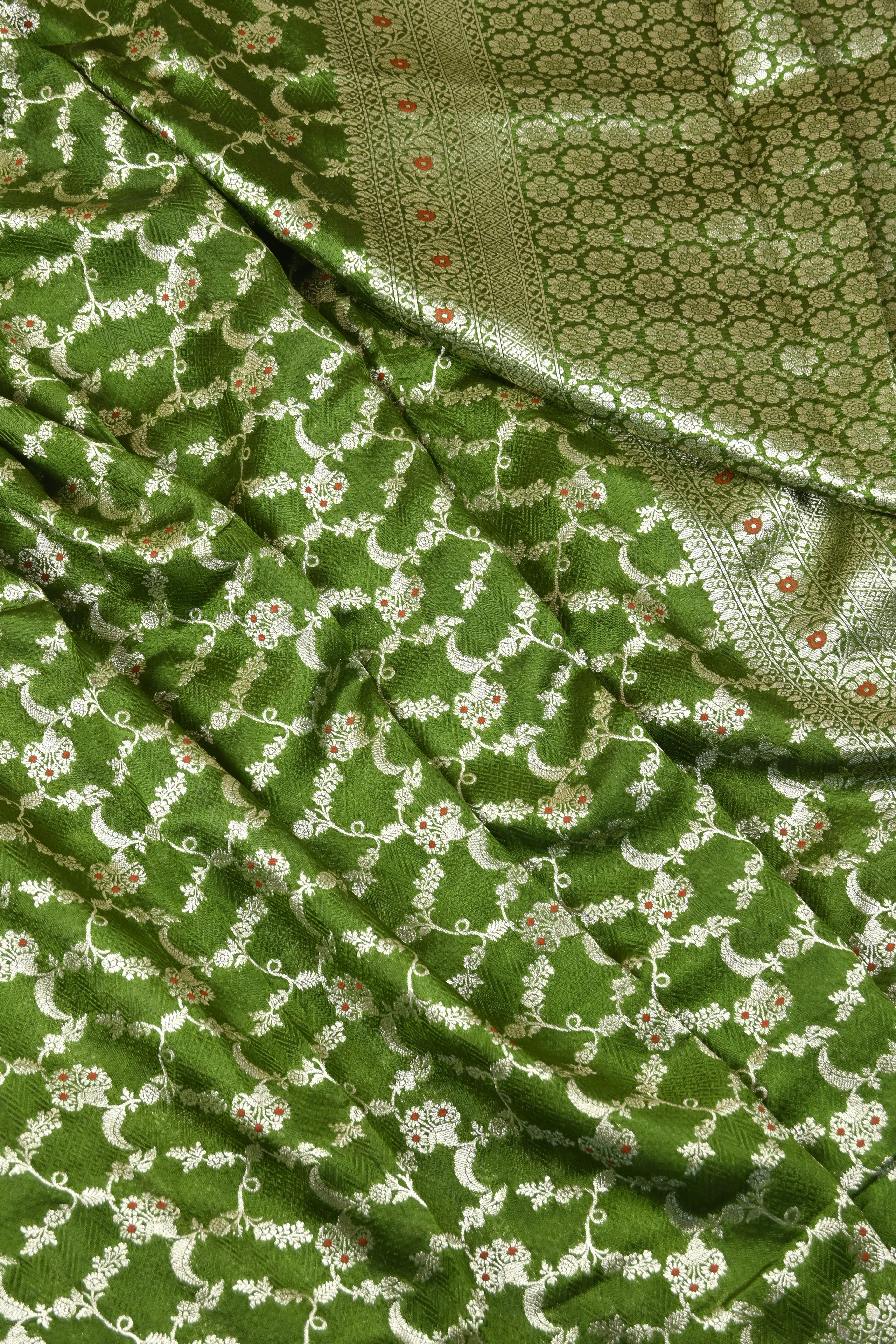 Mahanadi Green Pure Banarasi Katan Silk Saree