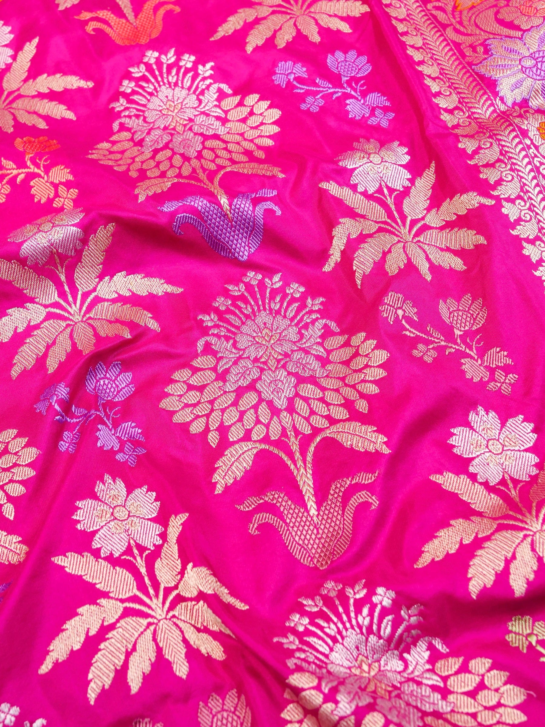 Handwoven Pink Banarasi Katan Silk Saree