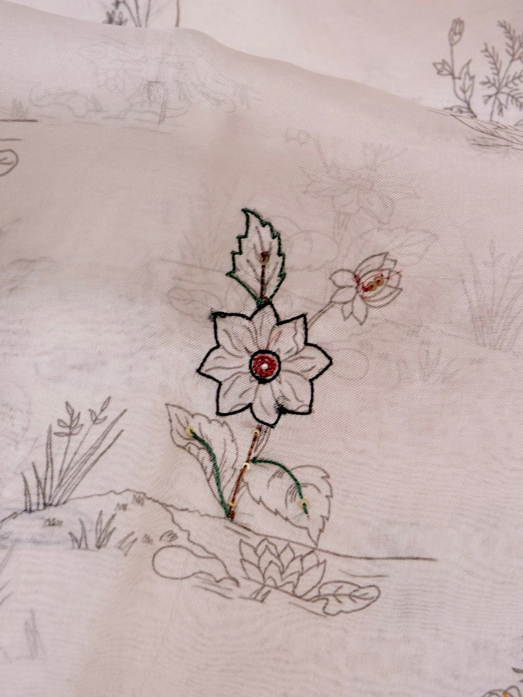 Handwoven White Banarasi Organza Silk Saree