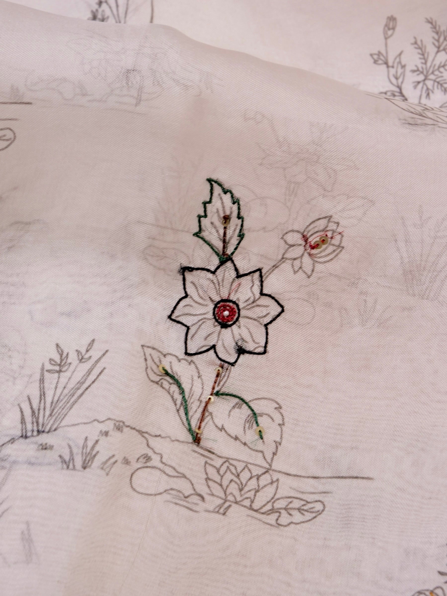 Handwoven White Banarasi Organza Silk Saree