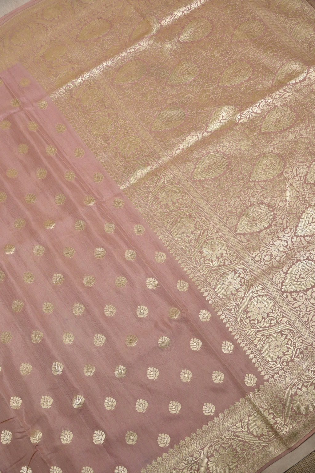 Dusty Pink Pure Moonga Silk Banarasi Saree