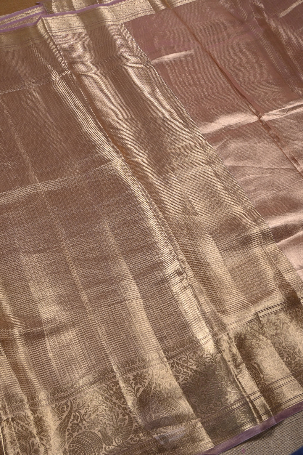 Baby Lilac Pure Banarasi Molten Tissue Silk Saree