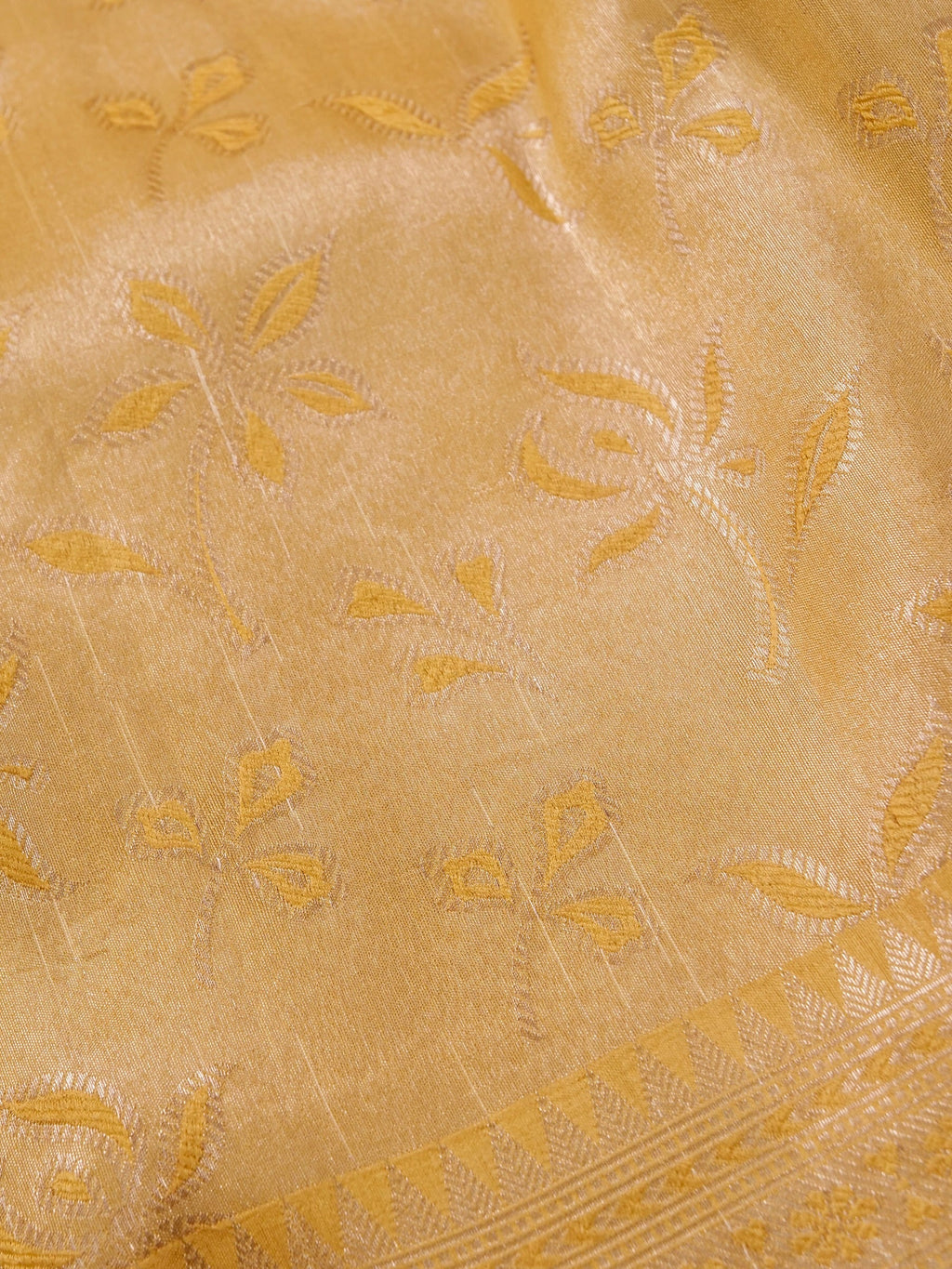 Handwoven Pastel Yellow Banarasi Katan Soft Tissue Silk Saree