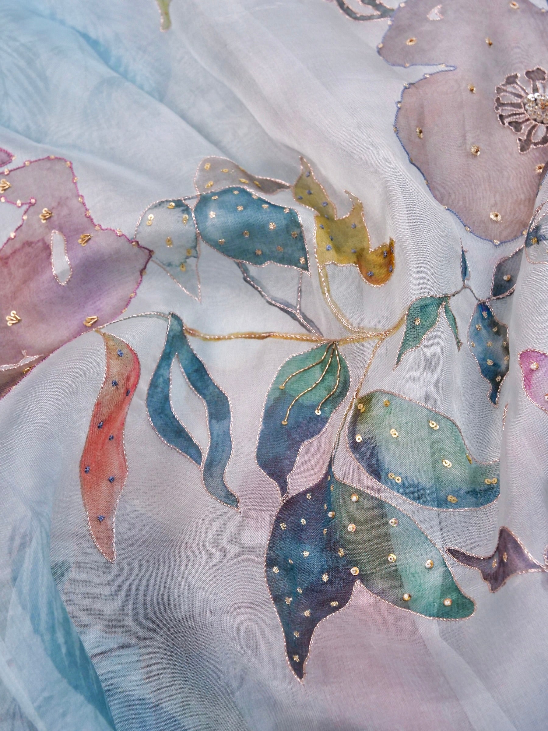 Handwoven Sky Blue Banarasi Organza Silk Saree