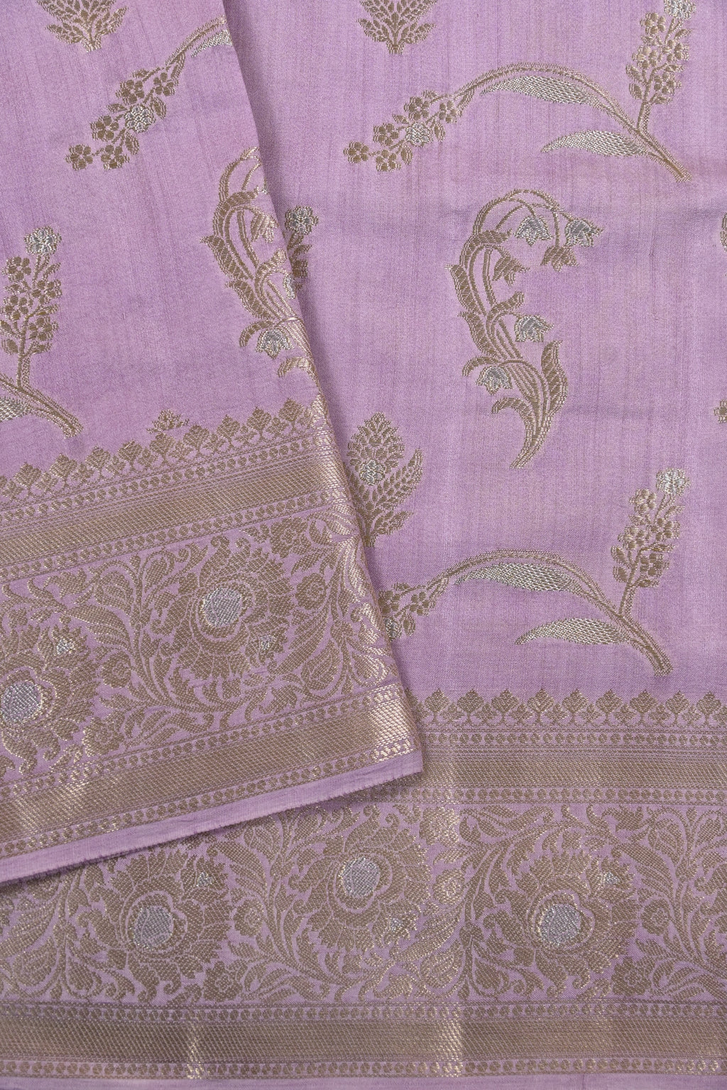 Lilac Pure Banarasi Moonga Silk Saree