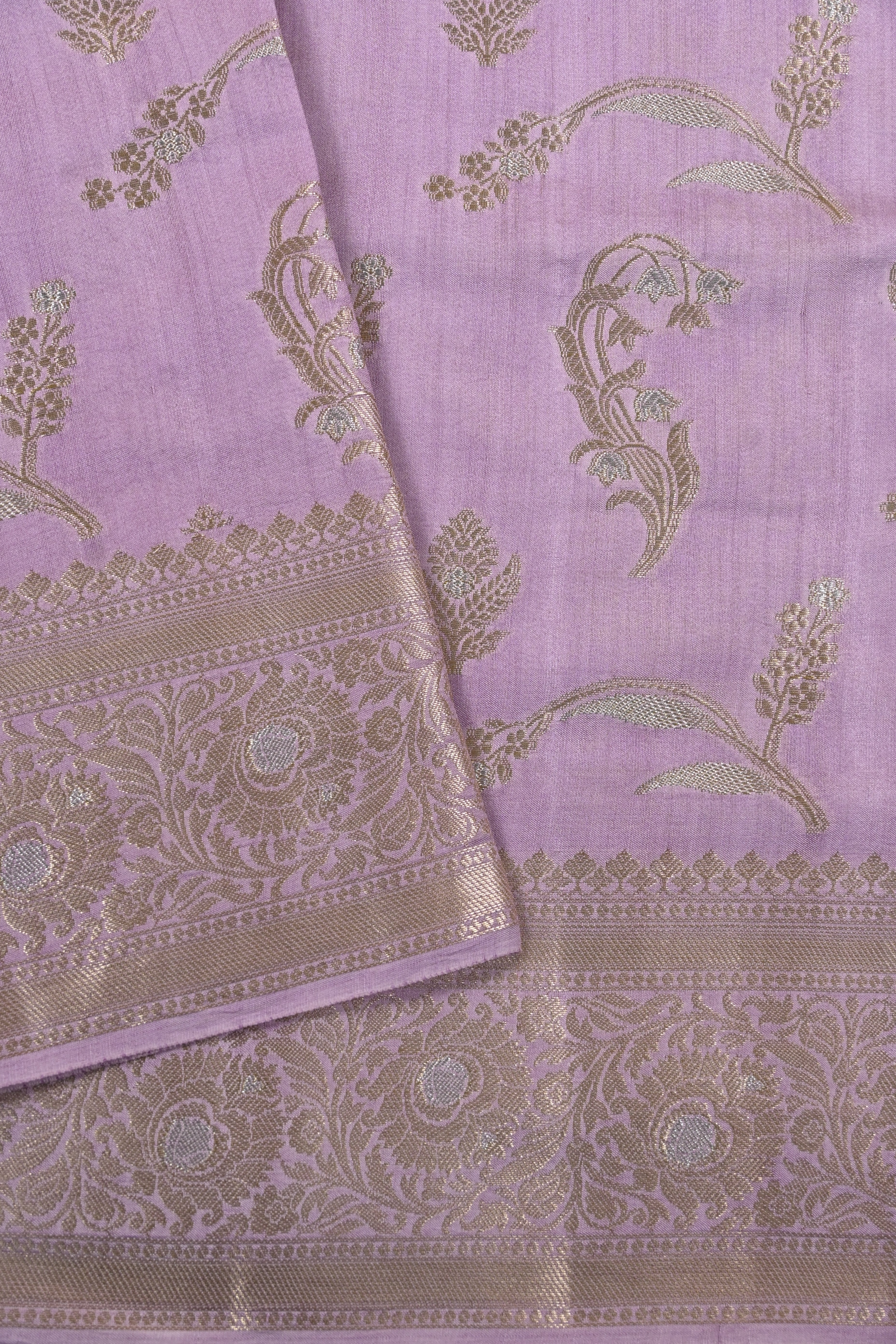 Lilac Pure Banarasi Moonga Silk Saree