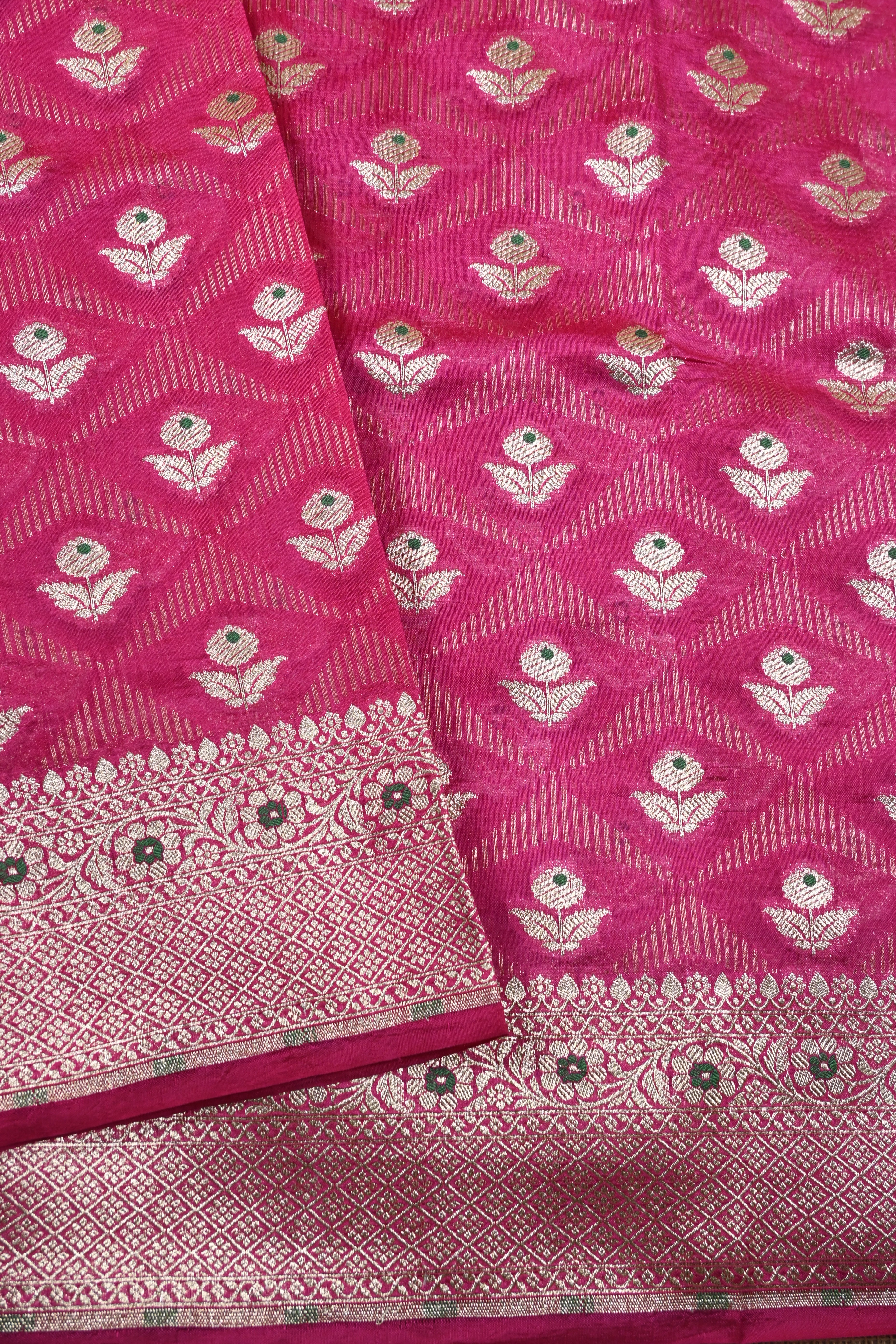 Hot Pink Pure Banarasi Katan Silk Saree